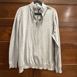 LACHLAN XXL BRITISH INSP 1/4 ZIP MOCK TURTLENECK knit grey long sleeve cotton